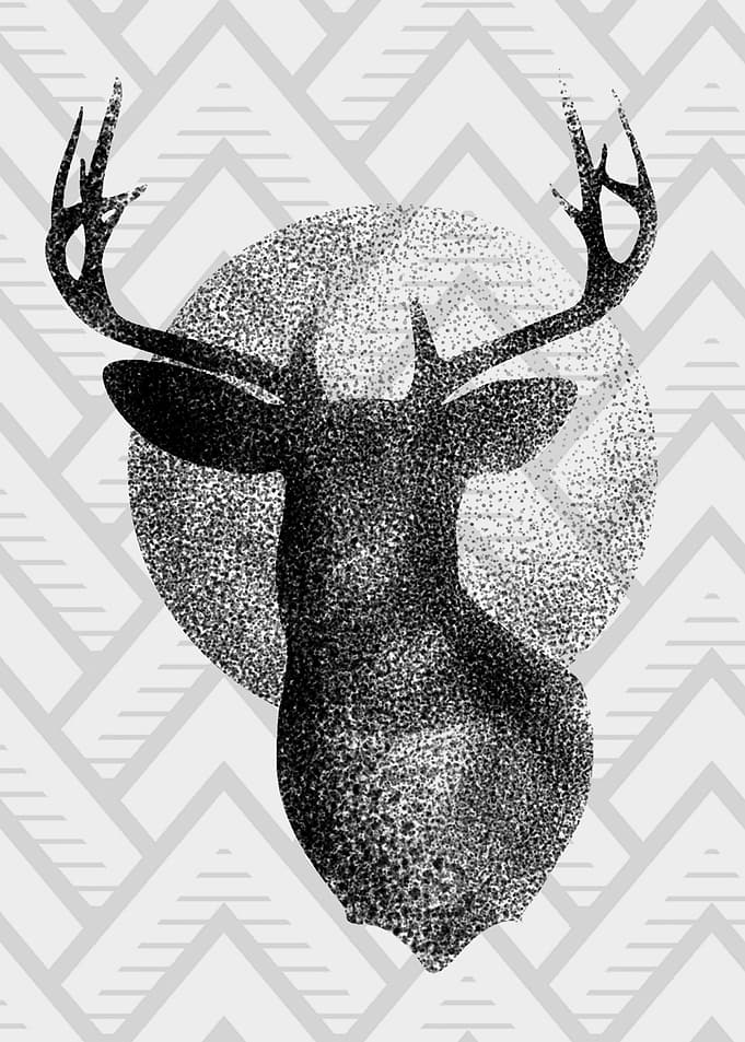 Deer under the moon