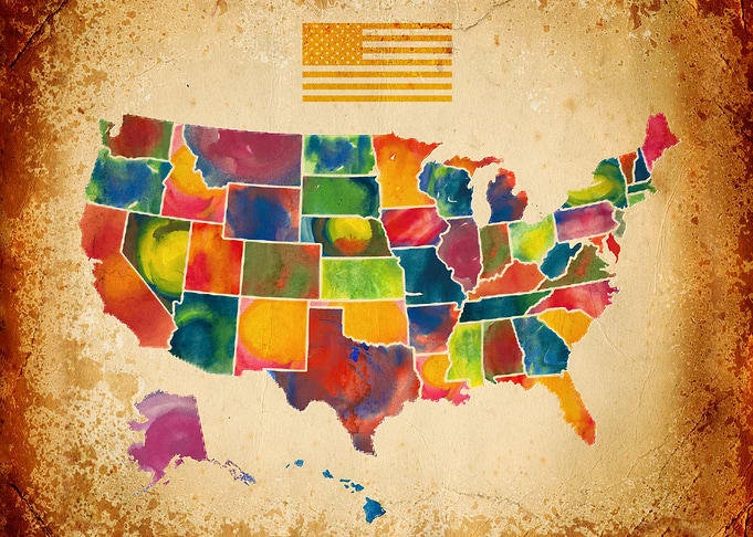 United States Map Flat Art