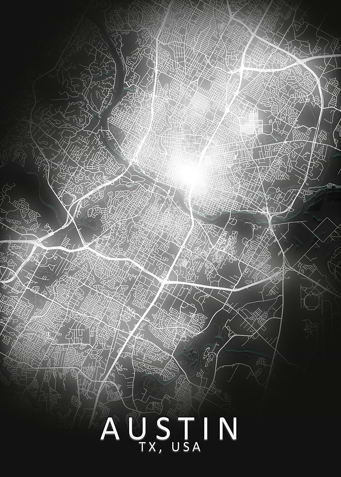 Austin LED Glow City Map