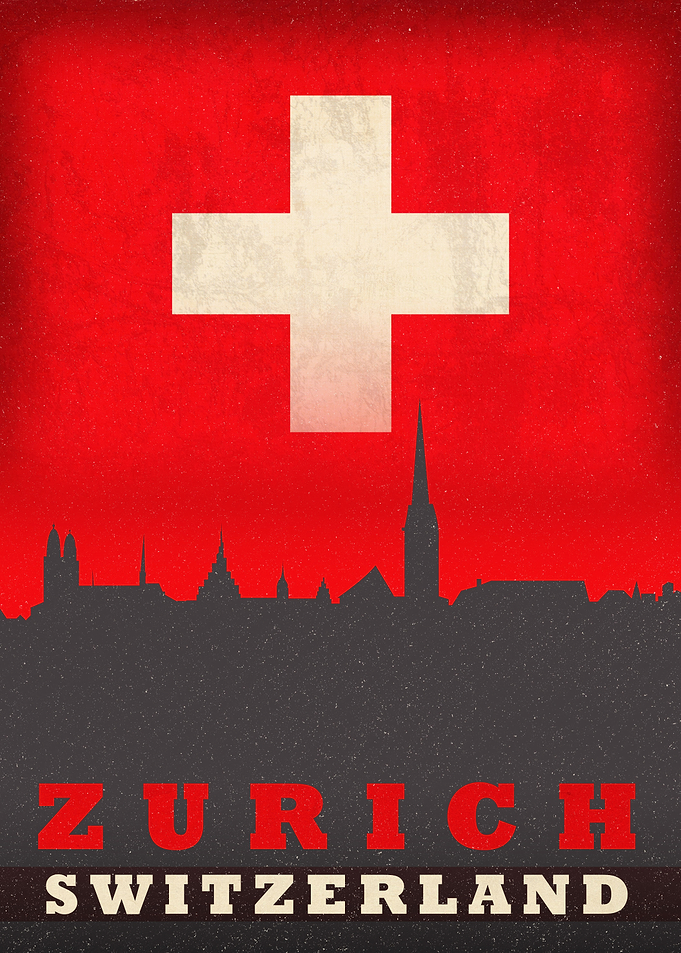Zurich City Skyline Flag