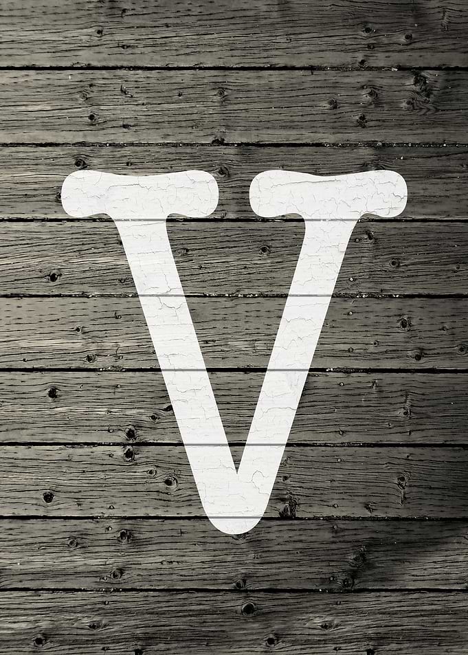 Letter V on Barn Wood