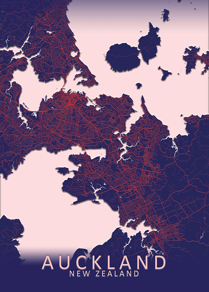 Auckland Blue City Map