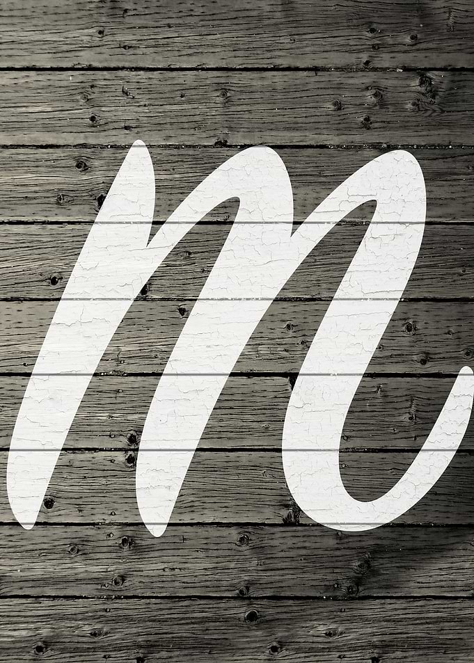 Letter M on Barn Wood