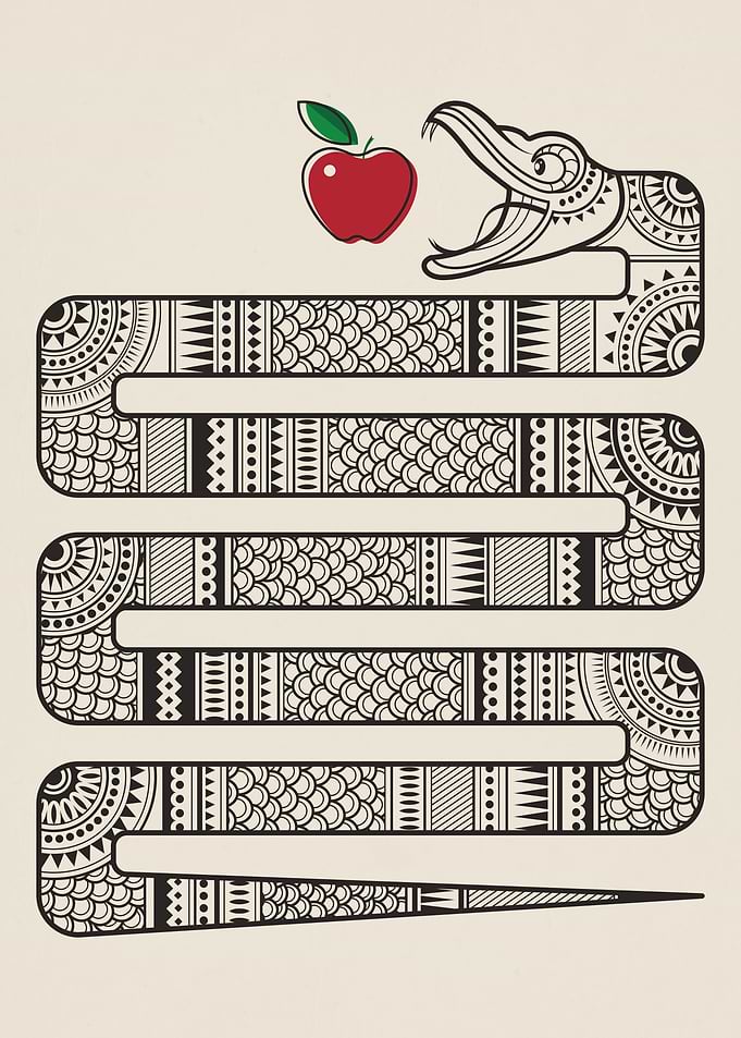 snake and apple