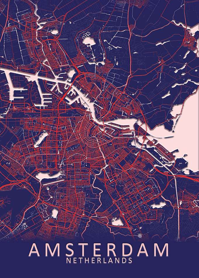 Amsterdam Blue City Map