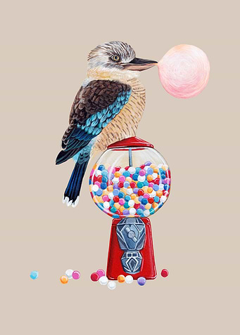 Kookaburra and gum