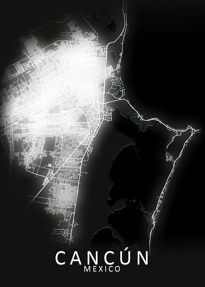 Cancun LED Glow City Map