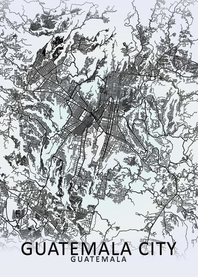Guatemala City White Map