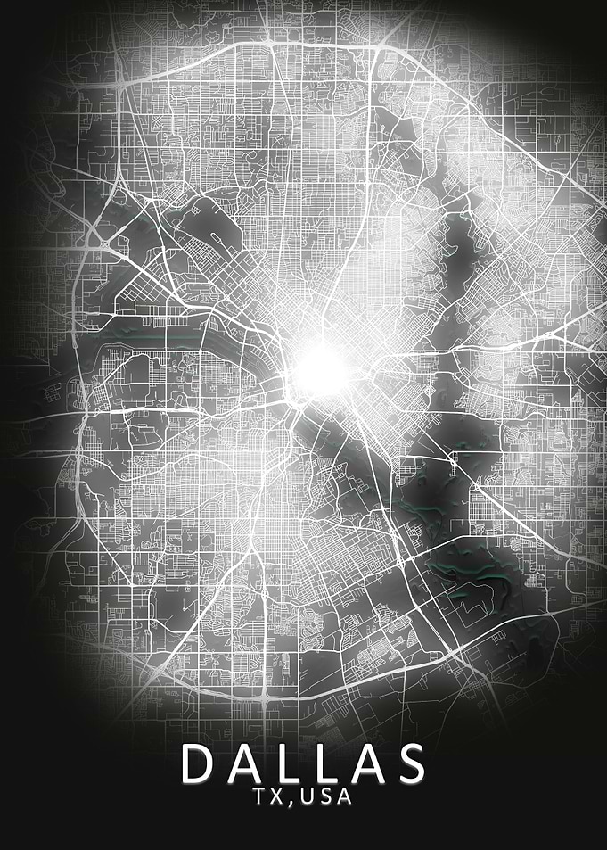 Dallas LED Glow City Map