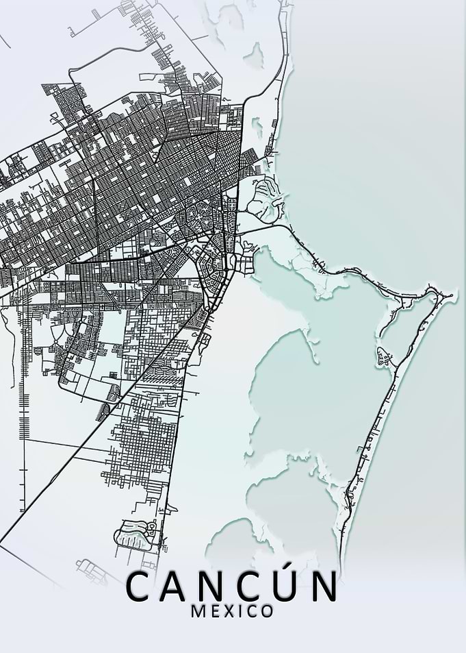 Cancun White City Map
