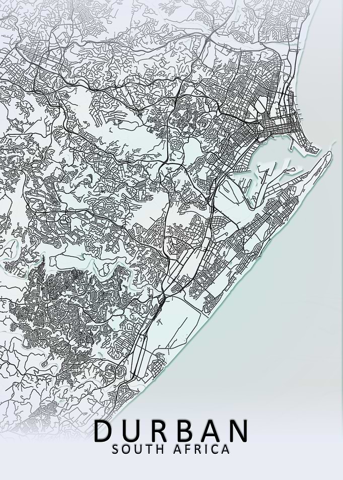 Durban White City Map