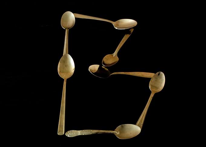 Letter B made of spoons