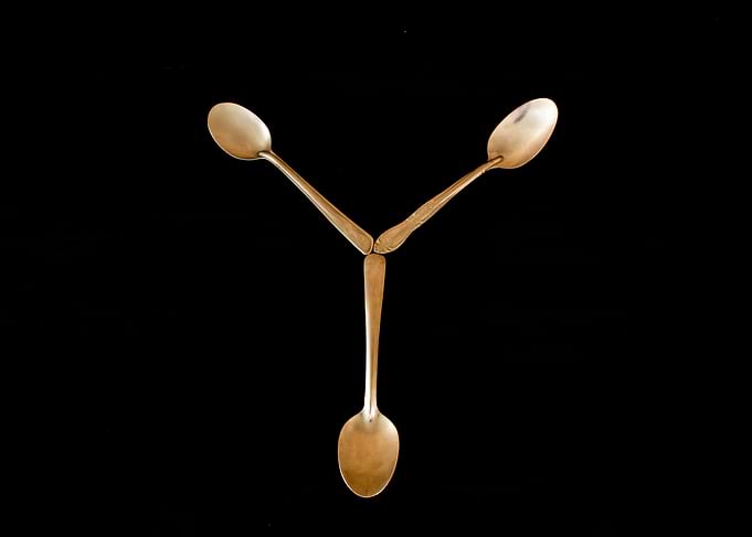Letter Y made of spoons