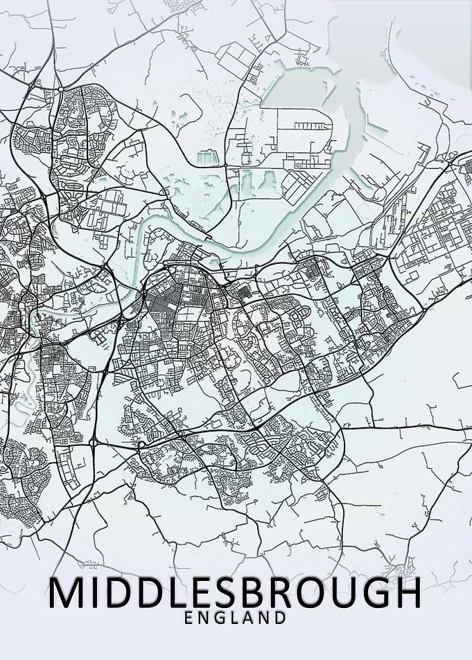 Middlesbrough White Map