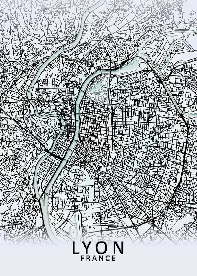 Lyon White City Map