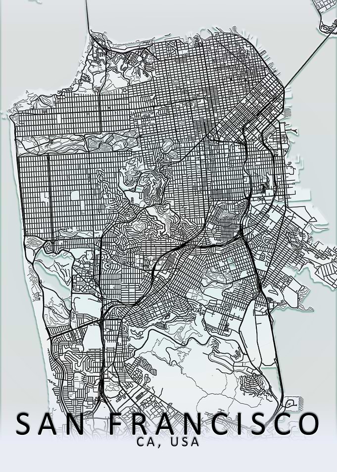 San Francisco White Map