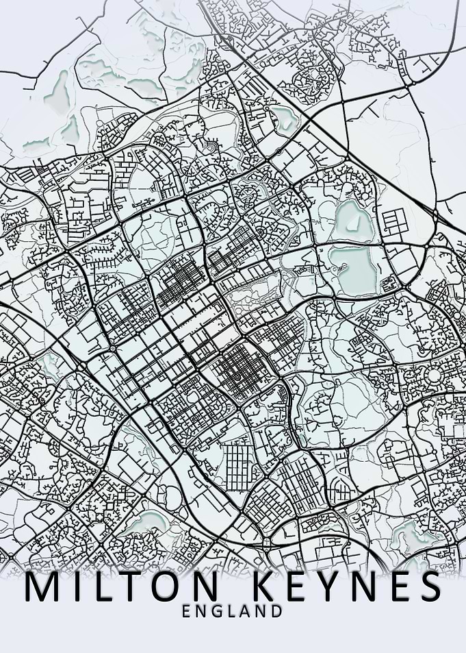Milton Keynes White Map