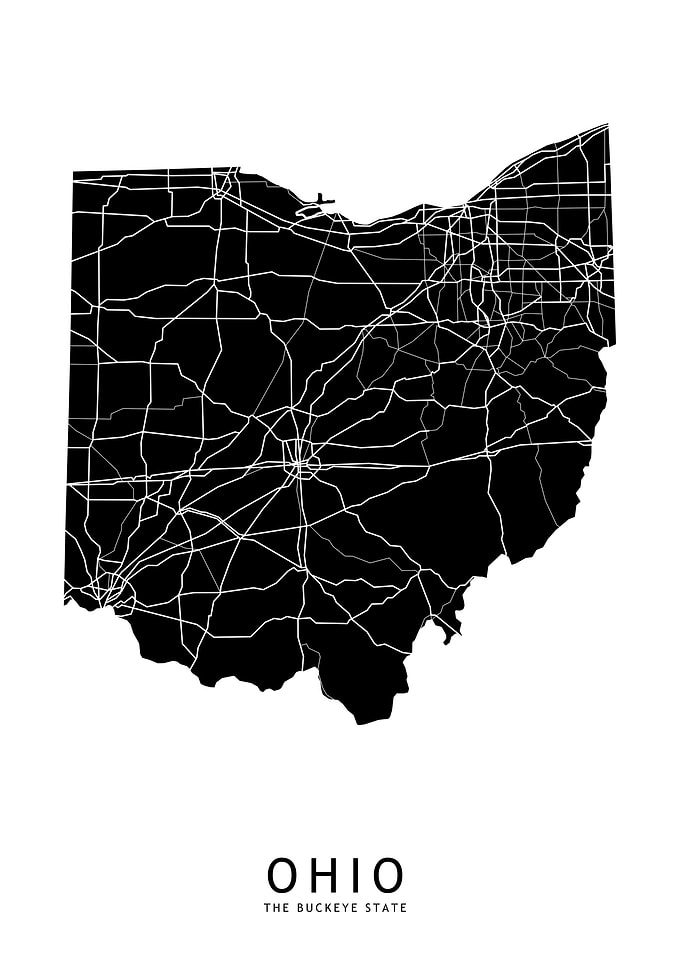 Ohio Black Map