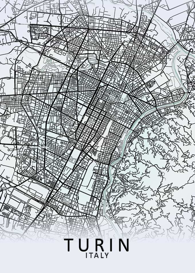Turin White City Map