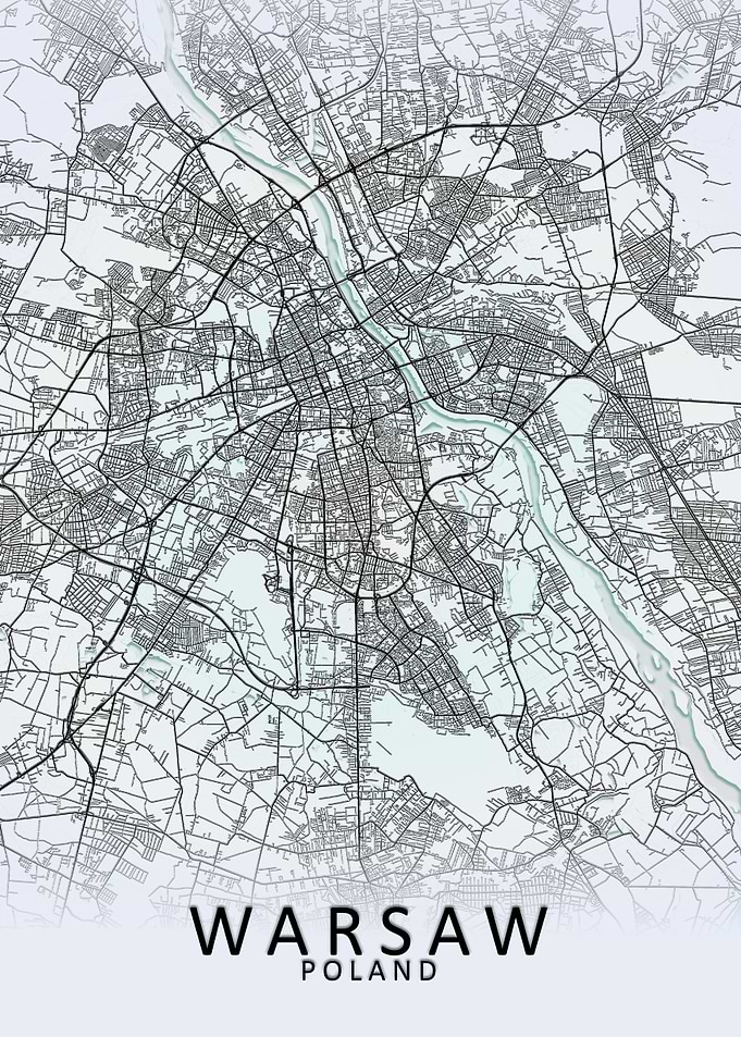 Warsaw White City Map