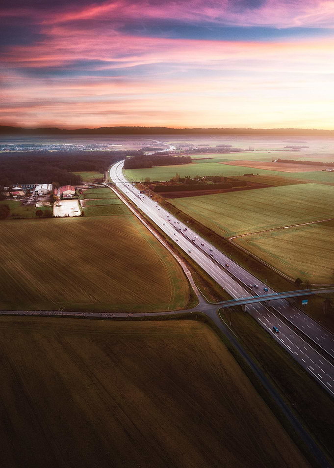 Sunset over Highway