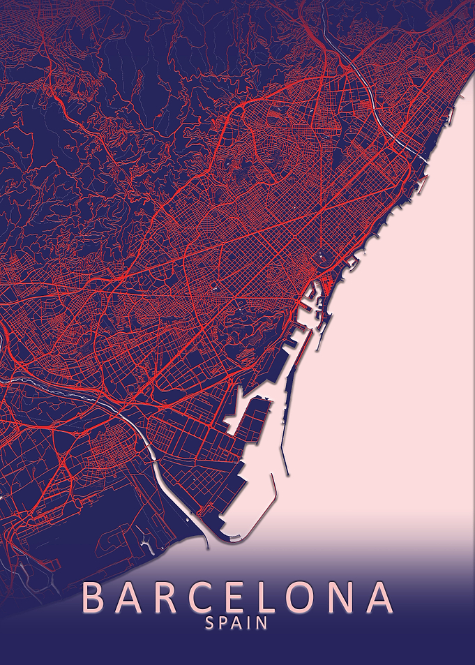Barcelona Blue City Map