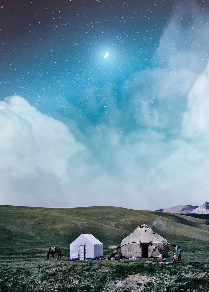 Camping under the moon