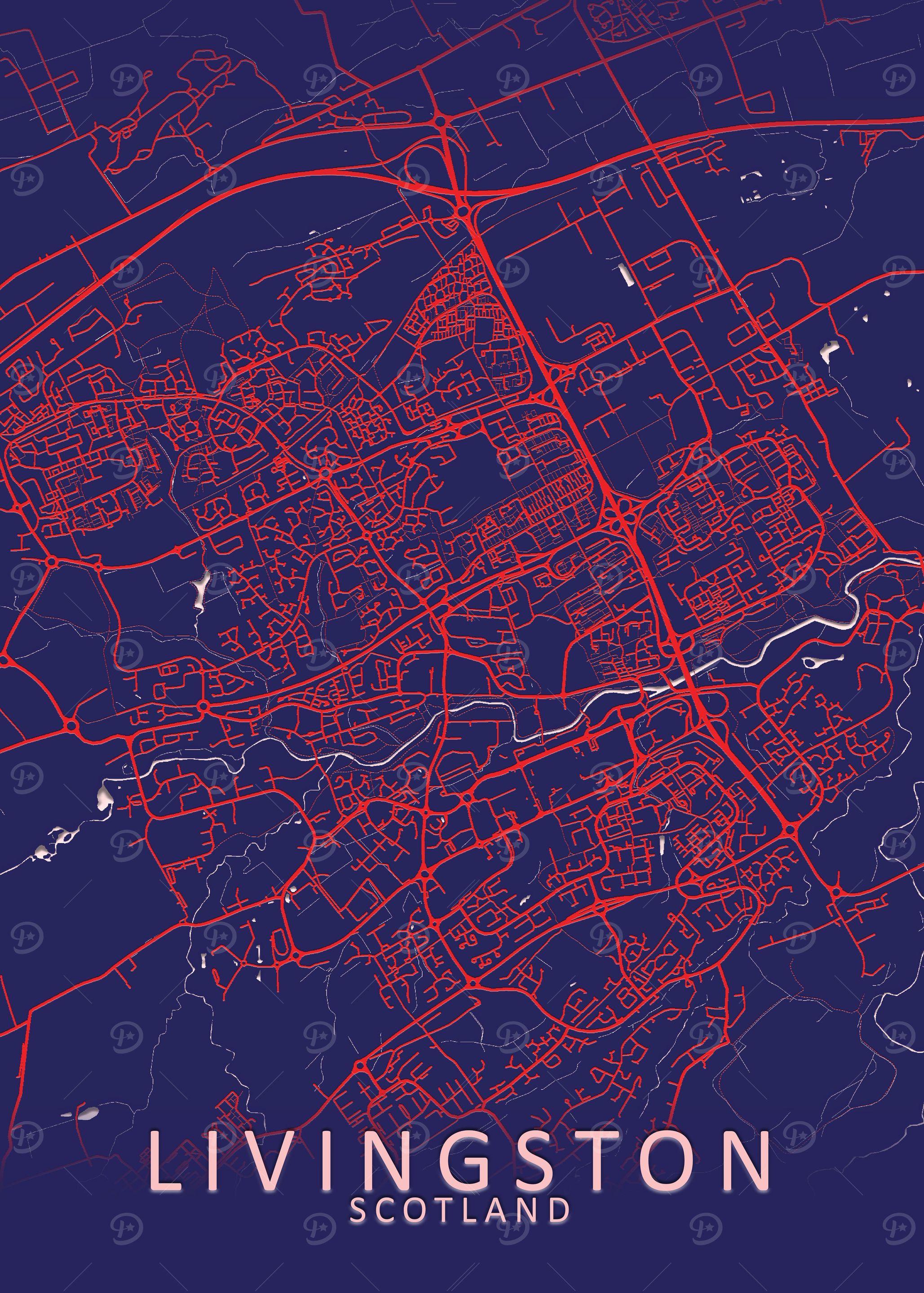 Livingston Blue City Map