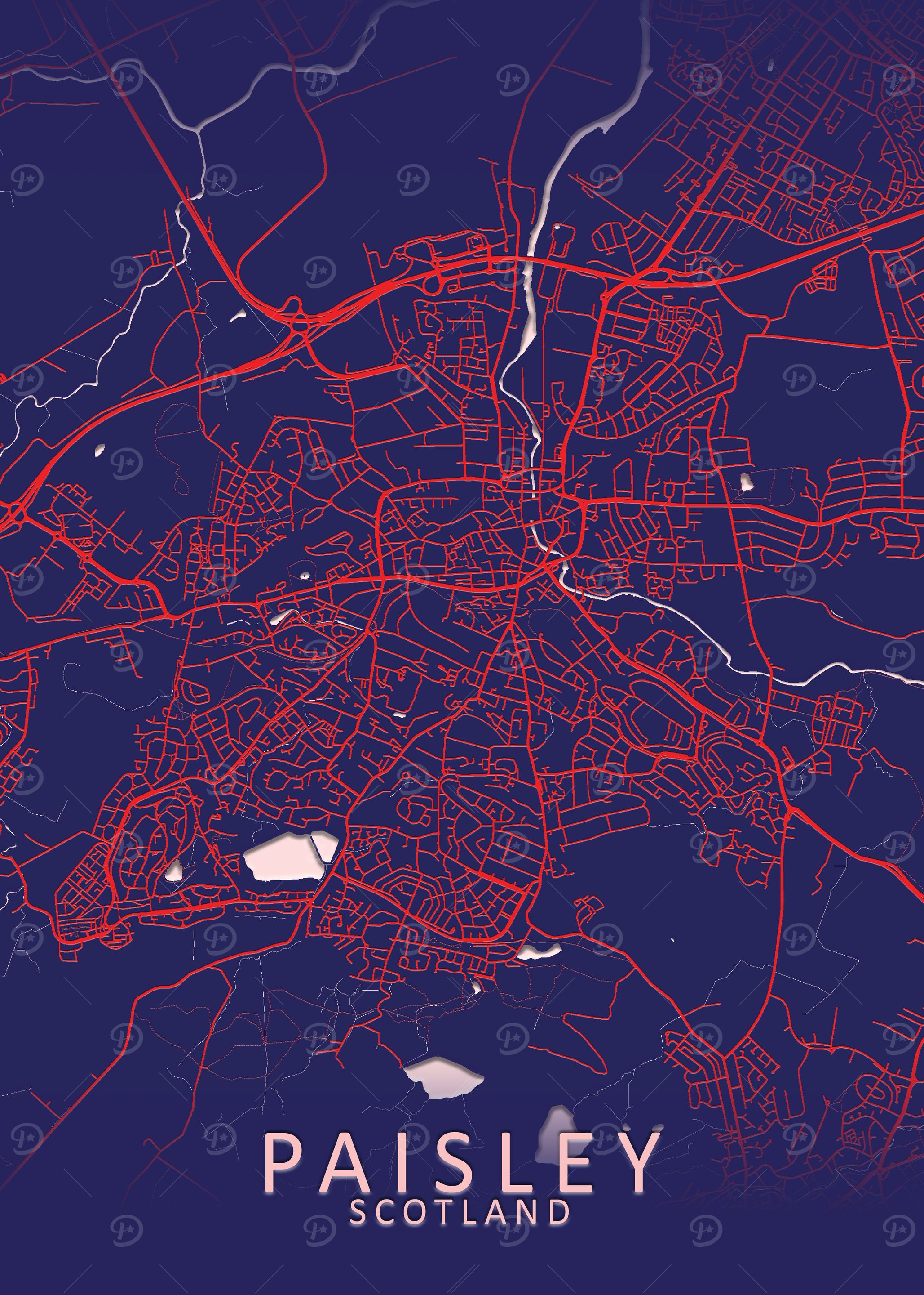 Paisley Blue City Map