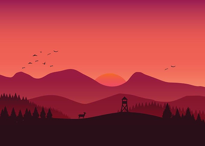 sunset in the mountains