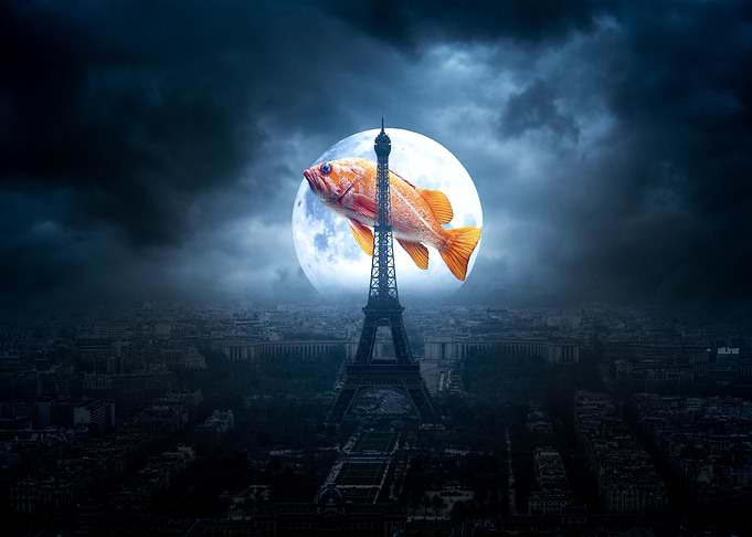 fisn and eiffle tower