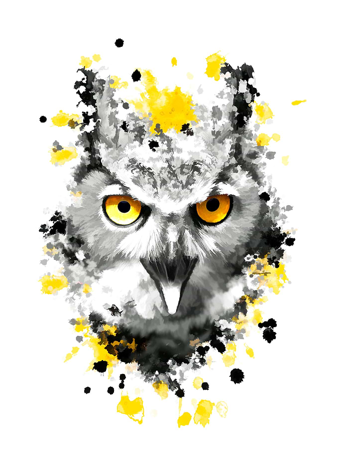 Owl with orange eyes