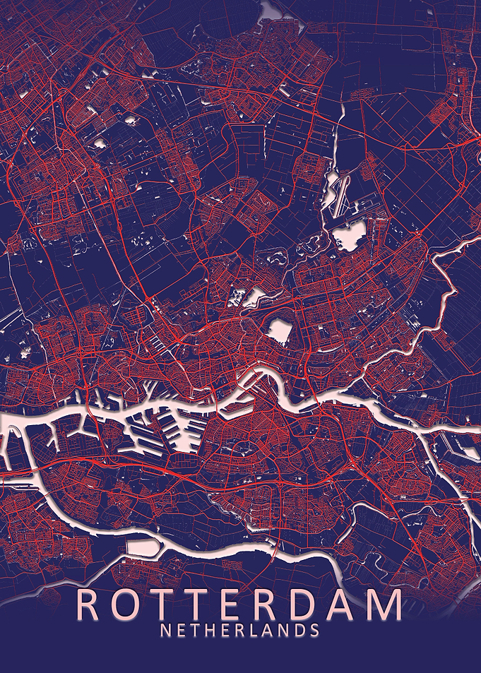 Rotterdam Blue City Map