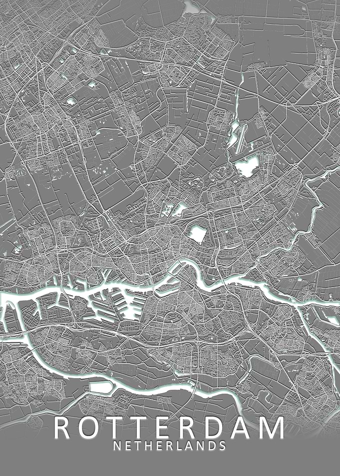 Rotterdam Grey City Map