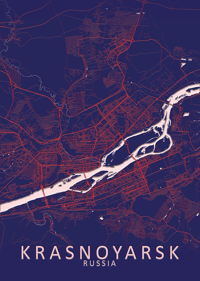 Krasnoyarsk Blue City Map
