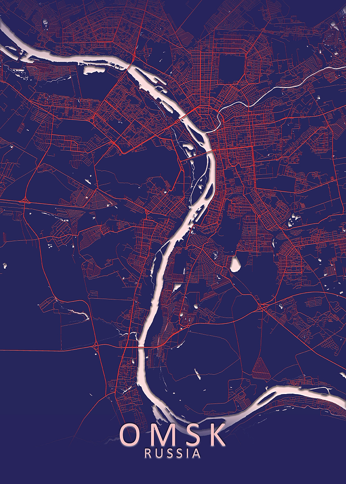 Omsk Blue City Map