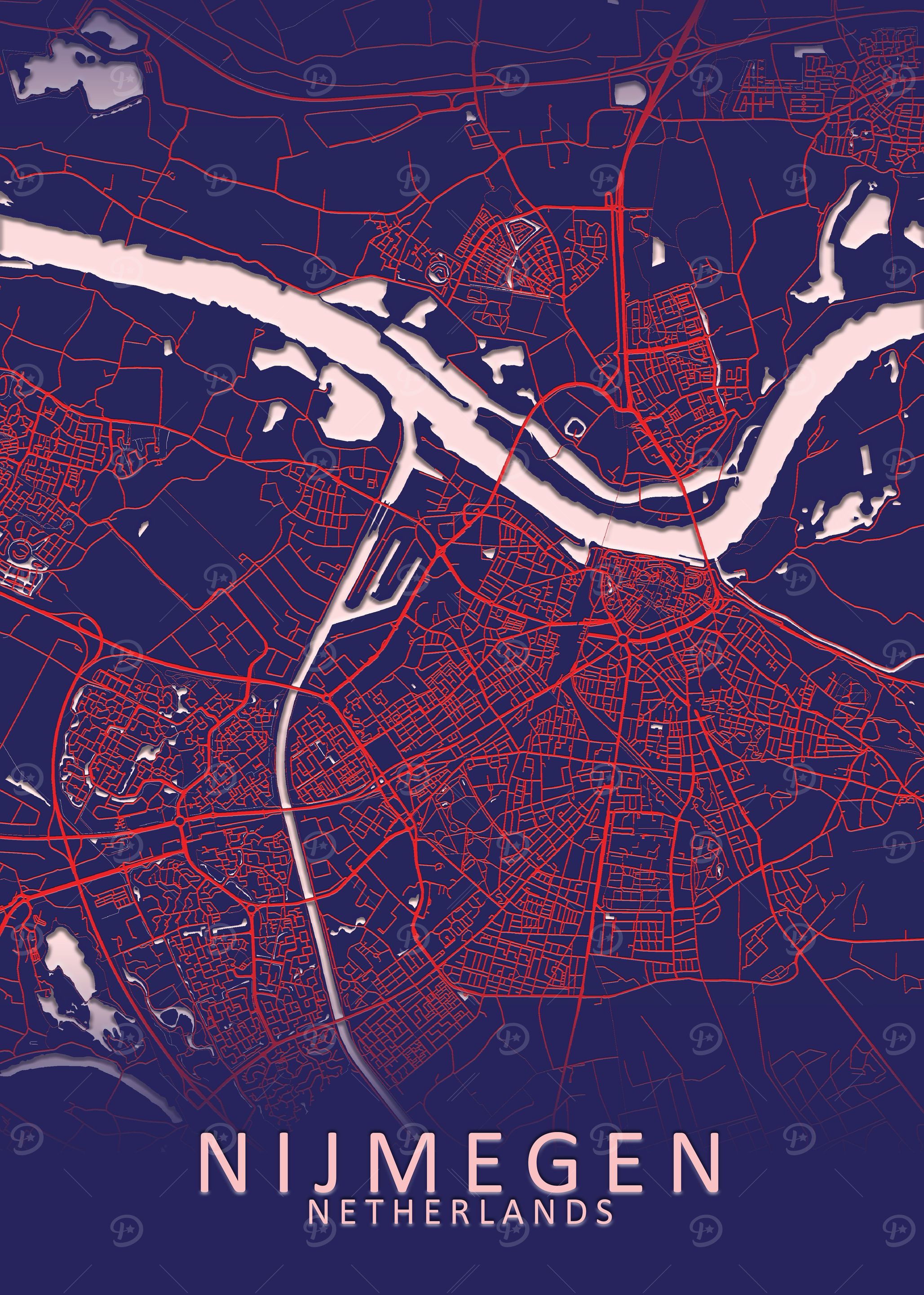 Nijmegen Blue City Map