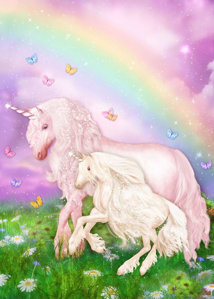 Rainbow Unicorn with Baby