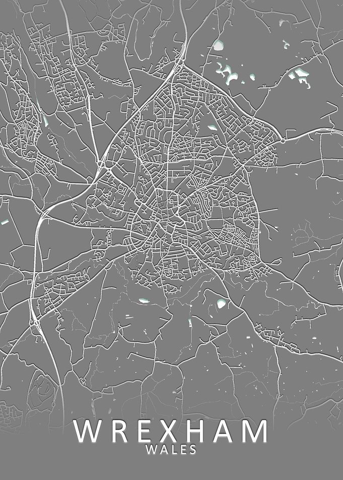 Wrexham Grey City Map