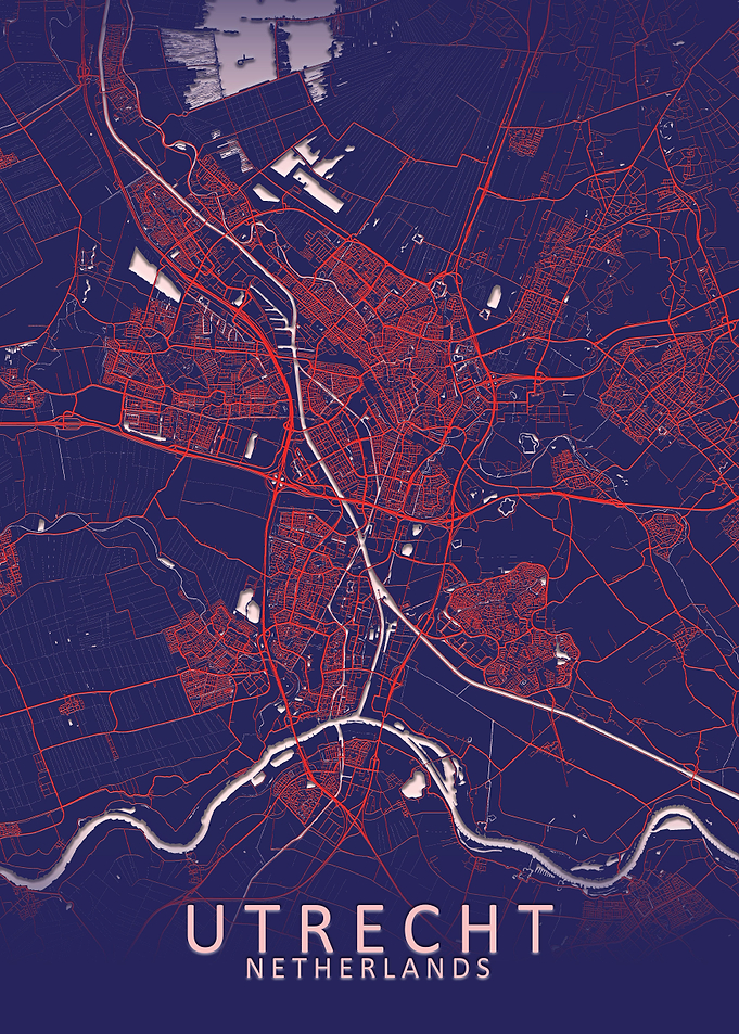 Utrecht Blue City Map