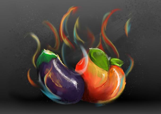 Aubergine Pfirsich