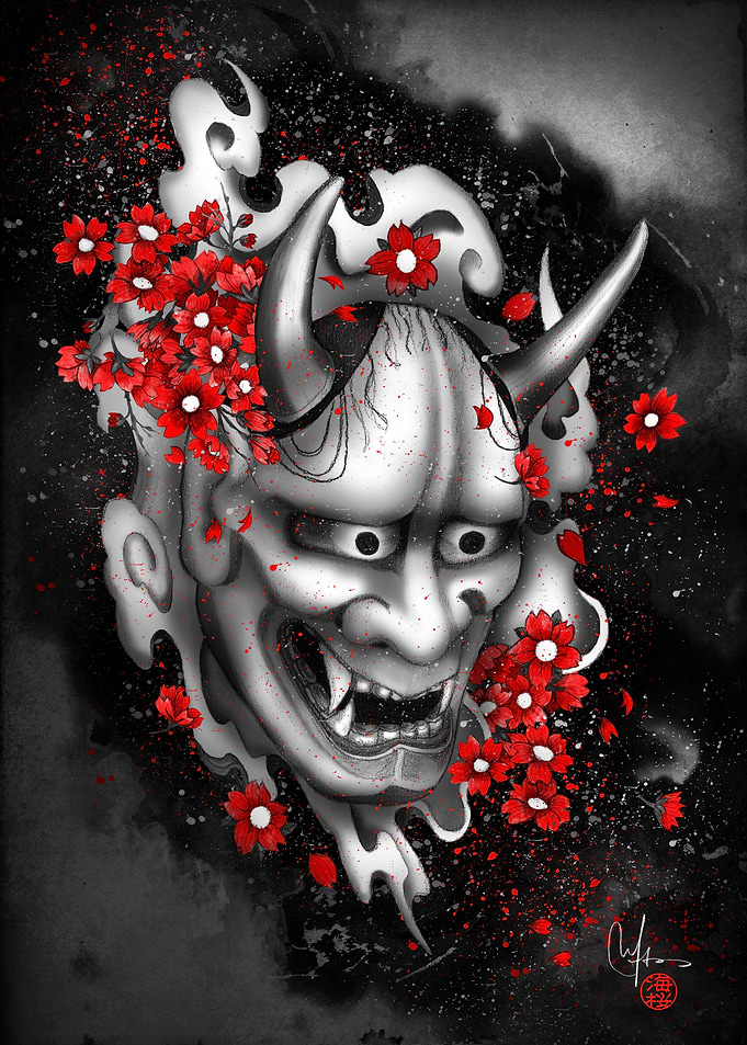 Hannya Mask and Sakuras