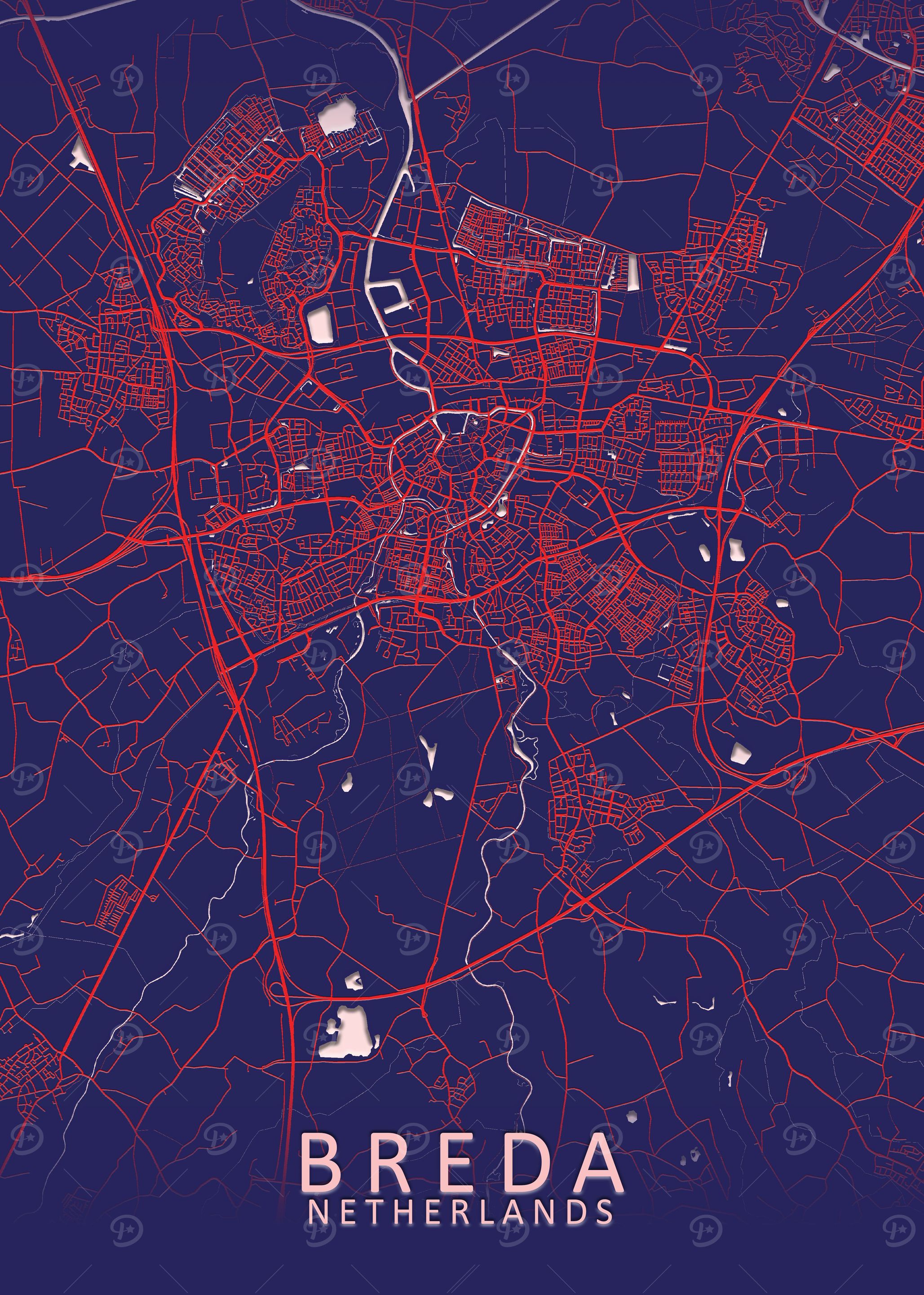 Breda Blue City Map