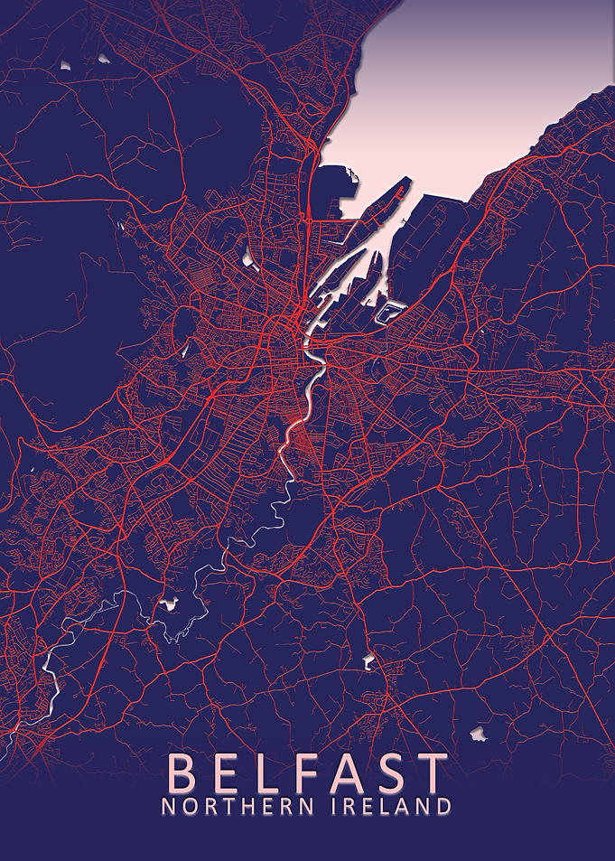 Belfast Blue City Map