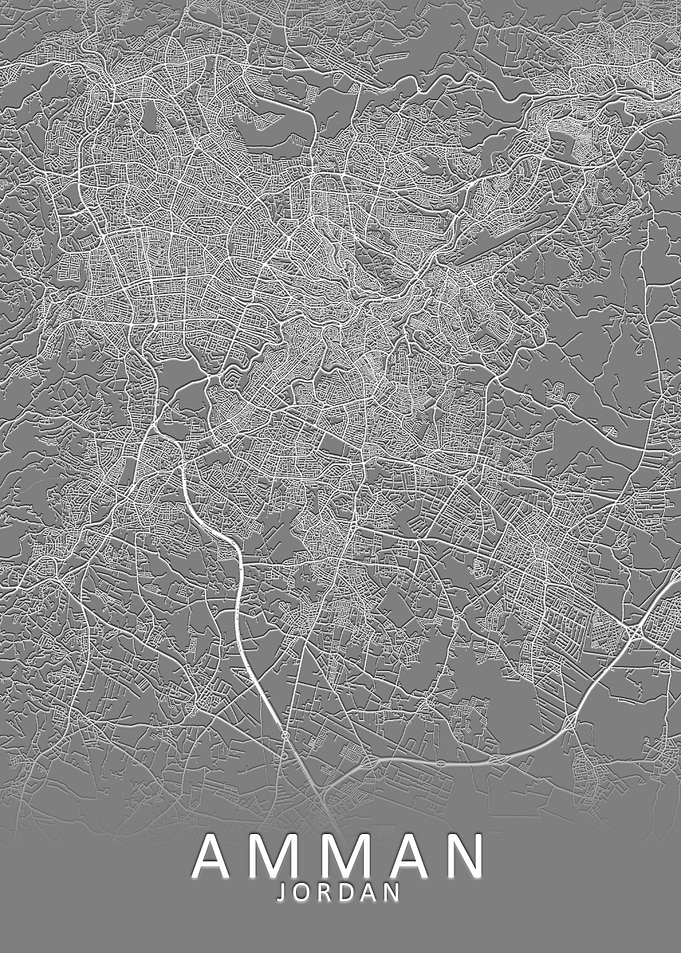 Amman Grey City Map