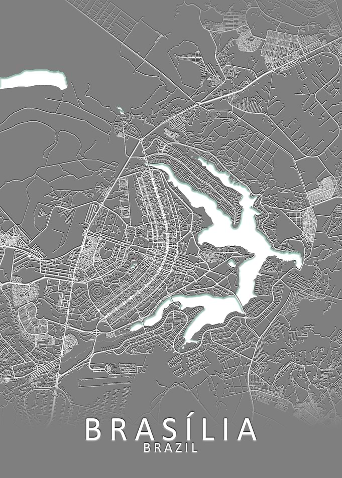 Brasilia Grey City Map