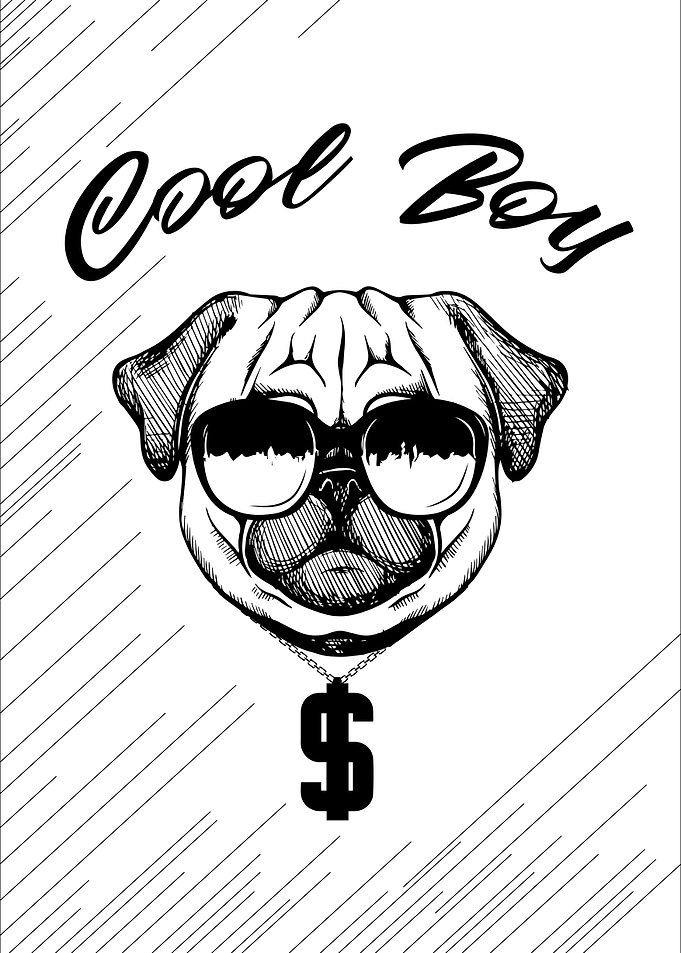 Cool Pug Sketch Vector