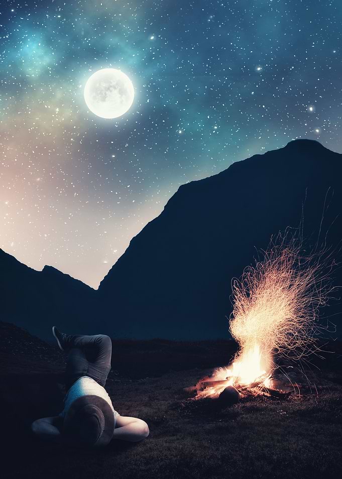 Campfire on nebula