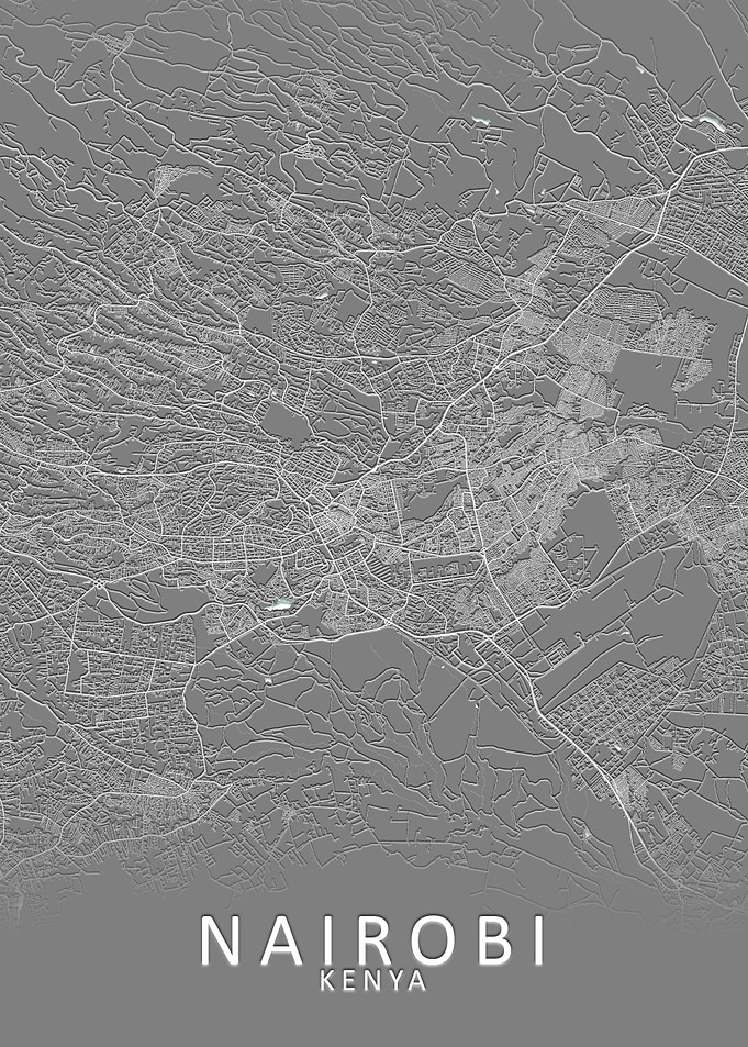 Nairobi Grey City Map