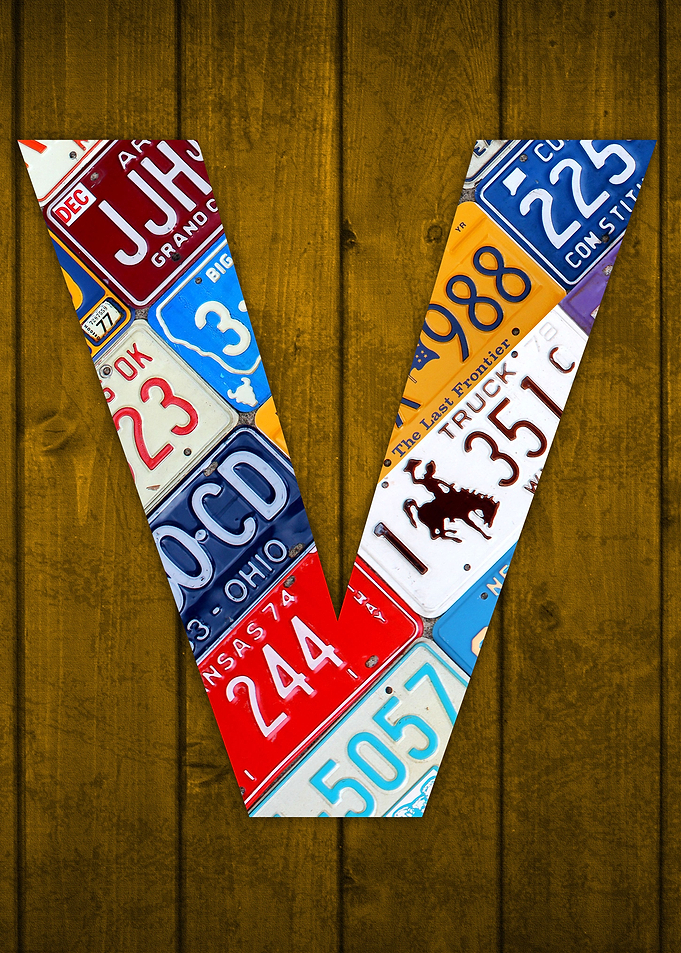License Plate Letter V
